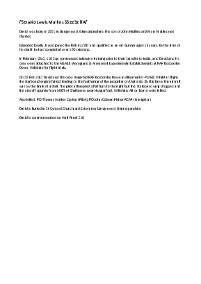 A preview of a PDF biography for Mullins, David Lewis